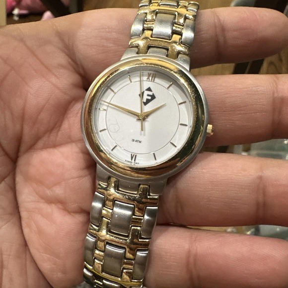 Ferrini Accessories - Working Two Tone Heavy F Watch 3 Atm Unisex Watch 33mm Fit‎ 8 Inch New Battery